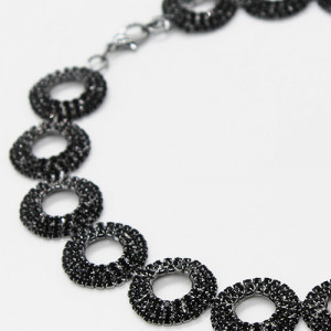 Colier Choker cu pietre semipretioase, la baza gatului, negru, CK0174