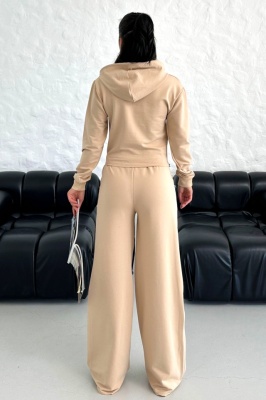 Compleu casual MIRRA Pearl, cu bumbac si denim, Bej spate