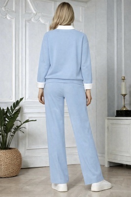 set dama office casual baby blue confortabil detaliu spate