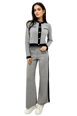 trening tricotat de dama cu pantaloni evazati