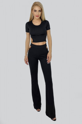 Compleu tetra Infinit, pantaloni si top, Negru1