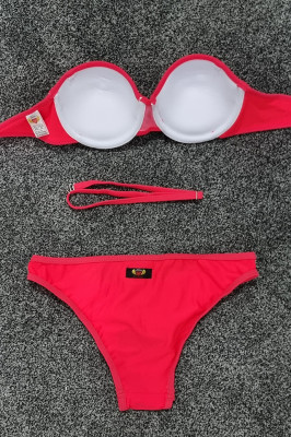 Costum de baie doua piese Sunshine rosu neon-spate