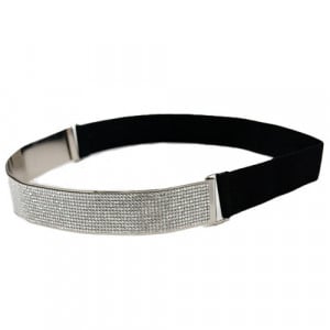 Curea metalica, lant, cu pietre, Bow- Argintiu