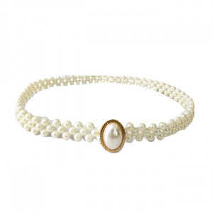 Curea elastica Pearly, catarama metalica decorativa si perle, EYE Sidef