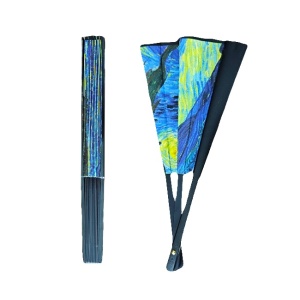 Evantai model japonez, pliabil imprimat pe ambele parti, Noaptea înstelată, Van Gogh 5