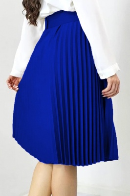 Fusta plisata eleganta Carmen, curea de aceeasi culoare inclusa, Bleumarin, Marime S/M 3