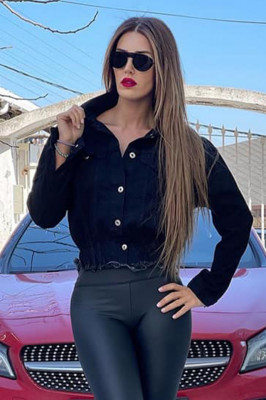 Geaca de blug cu decupaj inima pe spate Love Heart neagra