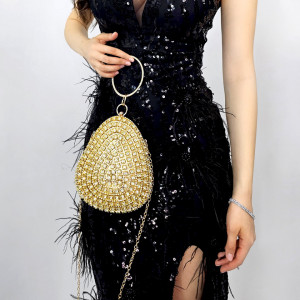 Geanta de ocazie, Glitter Drop, cu maner rotund fix si lant detasabil, Auriu