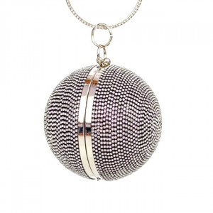 Geanta de ocazie, Shining Sphere, model rotund cu cristale artizanale, Negru 3