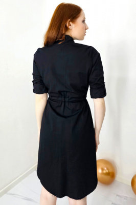 Jacheta casual Marisha, cu detalii metalice si maneca reversibila, Negru spate