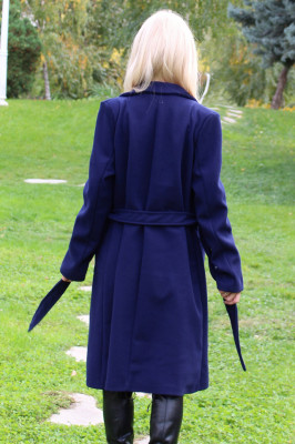 Palton trei sferturi Nobila, cu buzunare practice si cordon detasabil, Bleumarin1