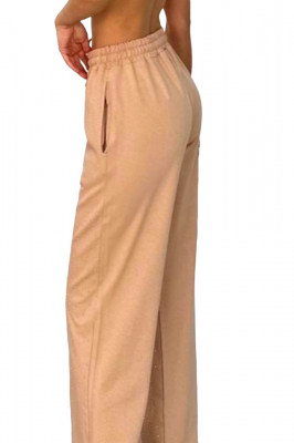Pantaloni casual HIKE Glow, cu aplicatii tip strasuri si snur in talie, Bej 2