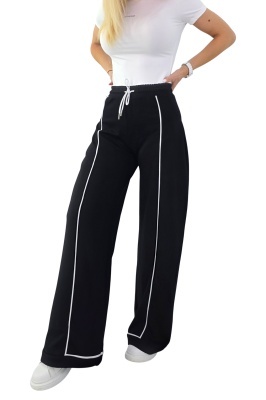 pantaloni cu pliu amplu pe crac