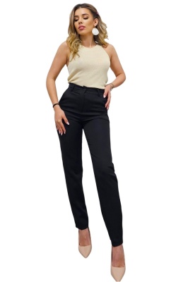 pantaloni office conici negri cu găici
