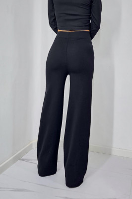 Pantaloni evazati Harys, cu talie inalta si croi office, Negru 2