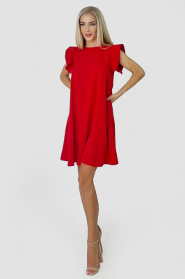 Rochie larga Azzuro, cu umeri bufanti si croiala in A, Rosu1