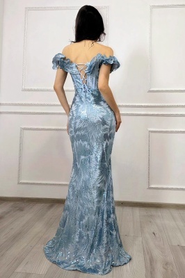 rochie baby blue lunga stralucitoare pentru aparitii memorabile