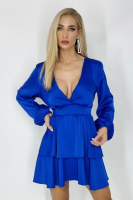 Rochie Freira cu volane si maneci lungi, albastru