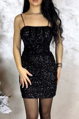 rochie eleganta scurta cu cupe buretate si paiete
