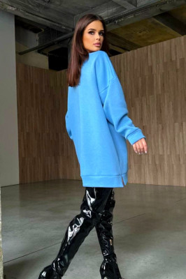 Rochie vatuita tip hanorac, IF NoT, croiala oversize, Albastru 4