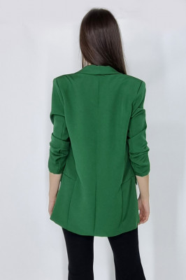 Sacou casual Alessia, cu revere rotunde si buzunare decorative, Verde3