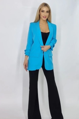 Sacou casual BLUMY, cu lungime medie si clapete, Albastru deschis, Marime XL/2XL