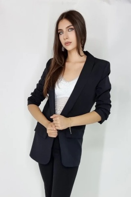 Sacou casual BLUMY, cu lungime medie si clapete, NEGRU, Marime batal XL/2XL