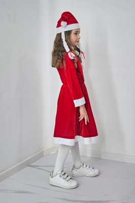 Set Craciunita pentru copii, din catifea, Missy Claus, cu caciula si codite 3