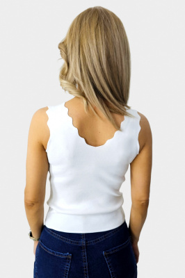 Top elegant Leonida, cu flori satinate detasabile, Alb, Marime S/M 4