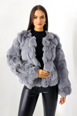 Blana naturala de vulpe Sidonia, cu prindere pe interior, Mov, Marime S/M/L 3