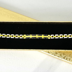 Bratara otel XAY, unisex, ambalata in cutie eleganta, Auriu/Negru/Argintiu, XAY41