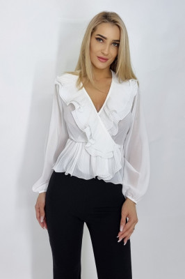 Camasa Natasha, cu volane, Alb1