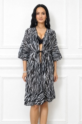cardigan animal print negru zebra