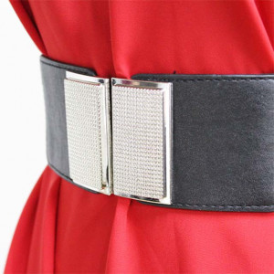 Centura corset Tent neagra, lata, din piele ecologica, elastica cu catarame dreptunghiulare