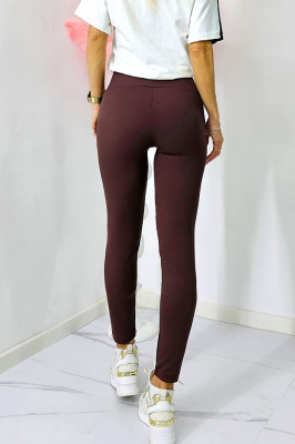 Colanti fitness Slim Vibes, aspect reiat, tetra si banda lata in talie cu efect modelator, Maro 4