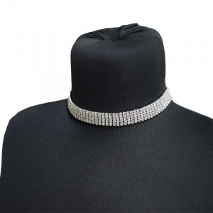 Colier Choker cu pietre semipretioase, la baza gatului, argintiu, CK015