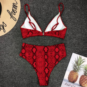Costum de baie doua piese Crazy Print rosu-spate