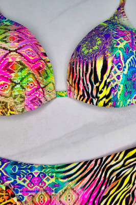 Costum de baie doua piese Daphne, slip reglabil si sutien cu push up, Draft mov4