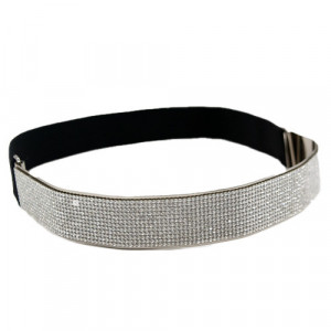 Curea metalica, lant, cu pietre, Bow- Argintiu
