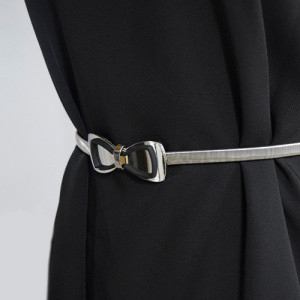 Curea metalica elastica Mesa, catarama - funditain doua culori, Argintiu