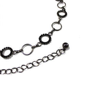 Curea metalica, lant, cu pietre, Hyme - Negru