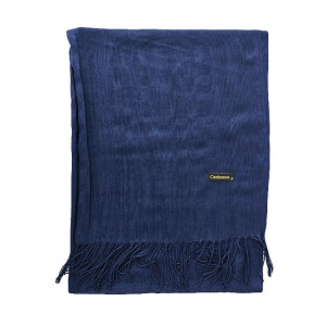 Esarfa lunga Ember, tip fular, cu franjuri simetrici si ambalata in cutie cadou, Bleumarin, 180x65 cm 3