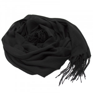 Esarfa tip sal, din material subtire cu casmir, in cutie cadou, Negru, 178x72 cm 1