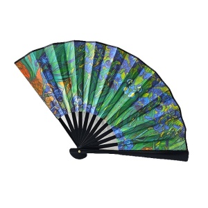 Evantai model japonez, pliabil, imprimat pe ambele parti, Iriși, Van Gogh