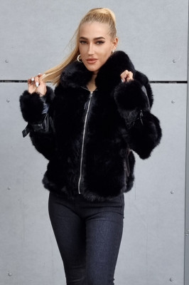 Geaca blana cu guler Cleopatra, Negru