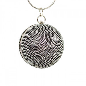 Geanta de ocazie, Shining Sphere, model rotund cu cristale artizanale, Negru 4