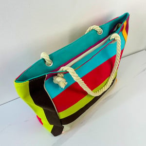 Geanta de plaja Nautic Holiday, cu imprimeu de vara si manere tip sfoara, Rectangular1