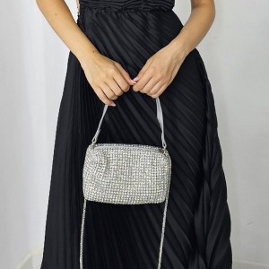Geanta plic, Sparkle cu strasuri din pietre semipretioase, Argintiu 1