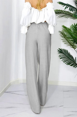 Pantaloni eleganti Tamy, cu pense, nasturi in talie decorativi si croiala Large evazata 2