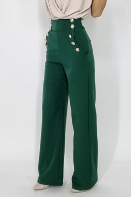 Pantaloni eleganti Palma, cu talie inalta, Verde imperial